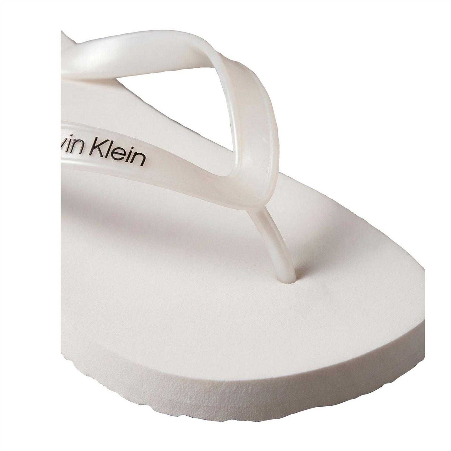 Bright White - Pack Shot - Calvin Klein Womens-Ladies Logo Flat Flip Flops