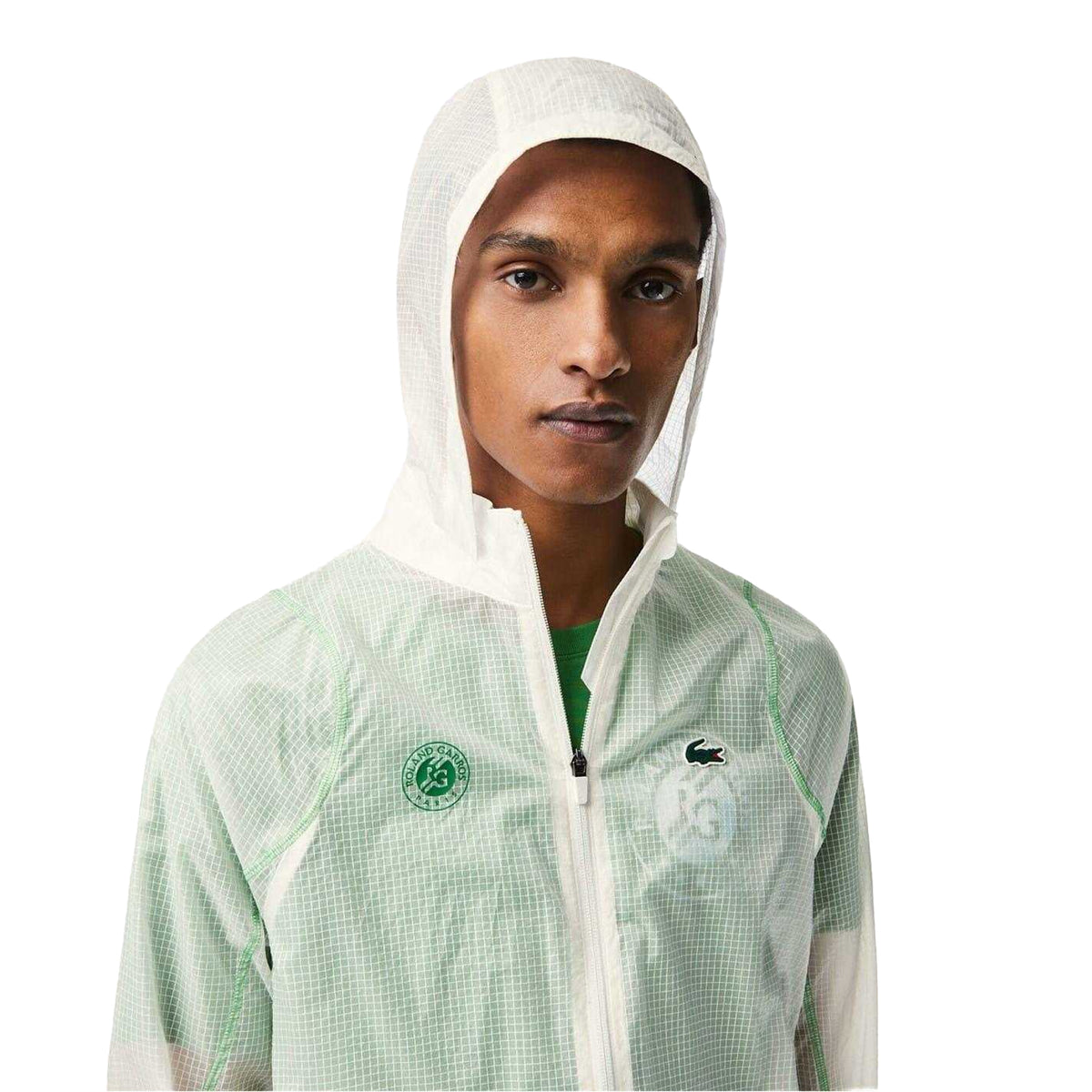 Tarragon - Side - Lacoste Mens Roland Garros Water Repellent Relaxed Fit Hooded Jacket