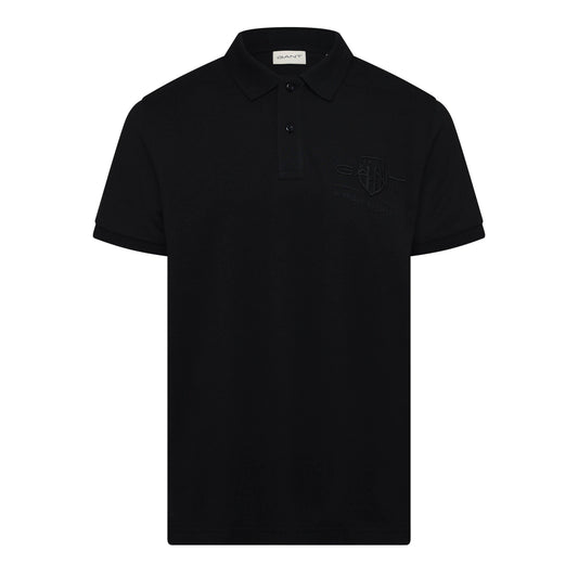 Black - Front - Gant Mens Embroidered Logo Polo Shirt
