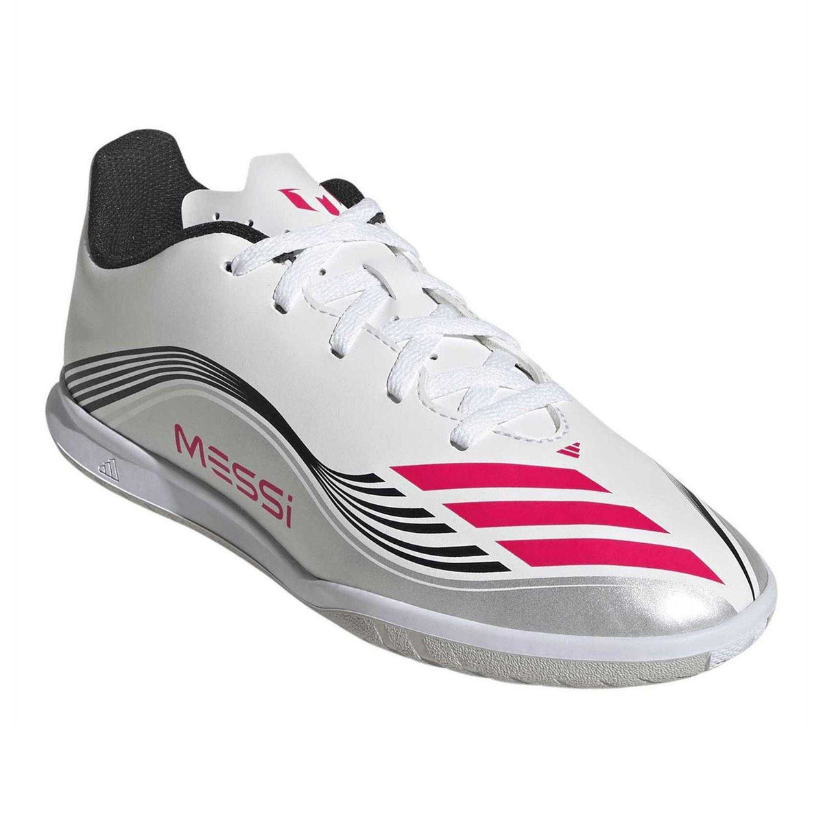 White - Pack Shot - Adidas Childrens-Kids F50 Messi Club Futsal Indoor Football Shoes