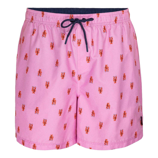 Pink - Front - Hot Tuna Mens Lobster Relaxed Fit Swim Shorts