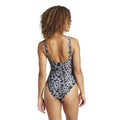 Black-Grey - Back - Adidas Womens-Ladies Essentials Animal Print U-Back One Piece Swimsuit