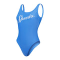 Blue - Front - Speedo Womens-Ladies Logo U-Back One Piece Swimsuit