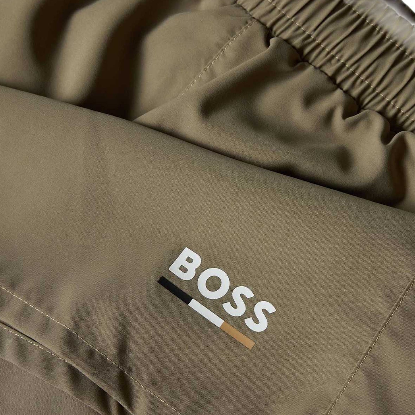 Brown - Side - Boss Mens Swordfish Regular Swimming Trunks
