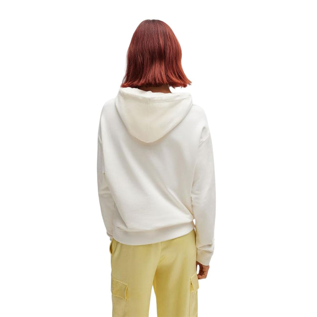 Natural - Back - Hugo Womens-Ladies Delfinia Stacked Logo Embroidered Hoodie