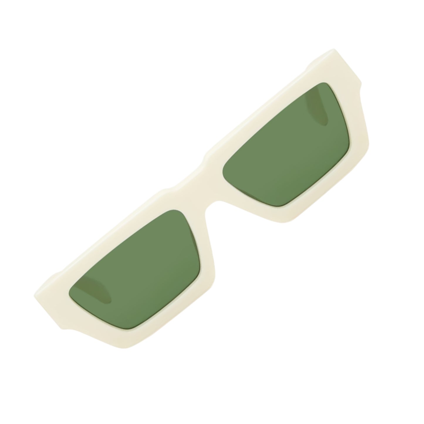 White-Green - Back - Off White Womens-Ladies Manchester Rectangle Sunglasses