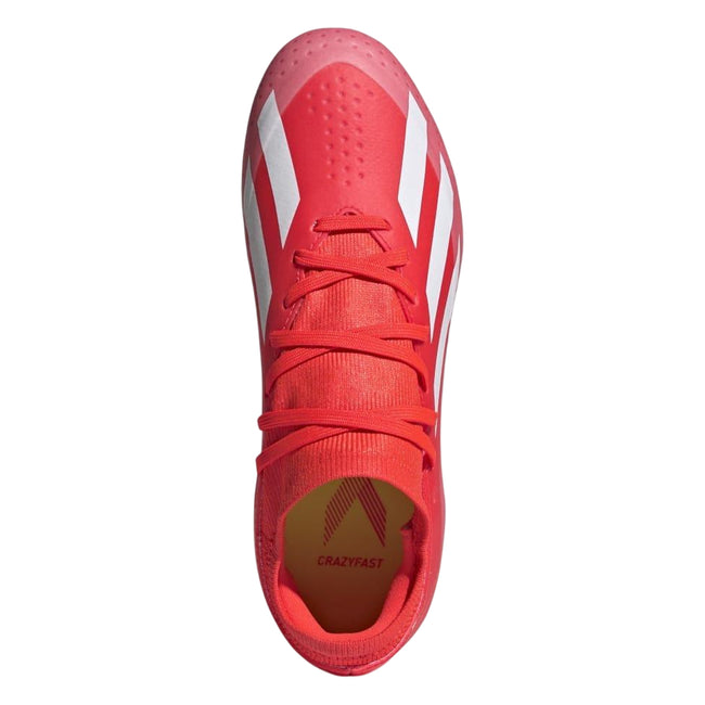 Red-White - Pack Shot - Adidas Childrens-Kids X Crazyfast League Firm Ground Football Boots