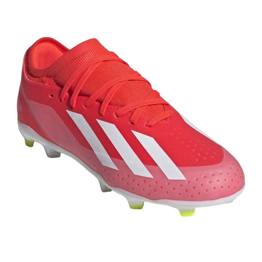Red-White - Front - Adidas Childrens-Kids X Crazyfast League Firm Ground Football Boots