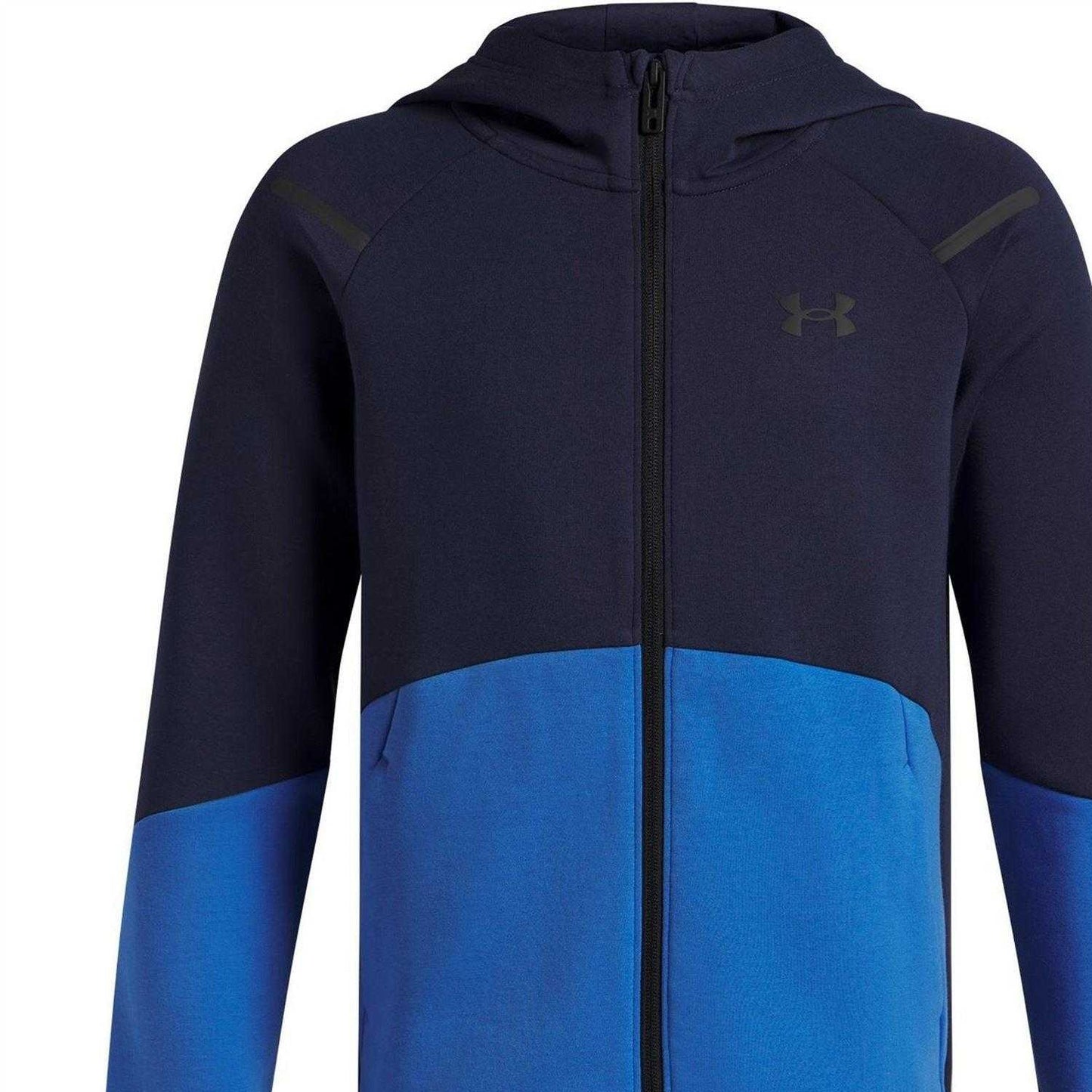 Blue - Side - Under Armour Childrens-Kids Unstoppable Full Zip Hoodie