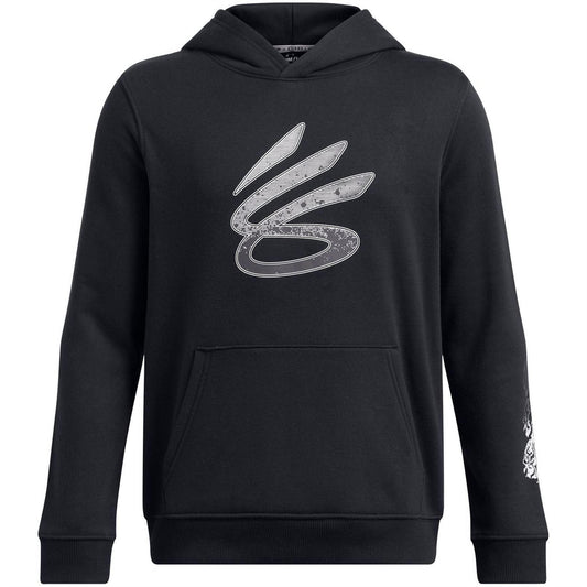 Black - Front - Under Armour Childrens-Kids Curry Splash Graphic Print Hoodie