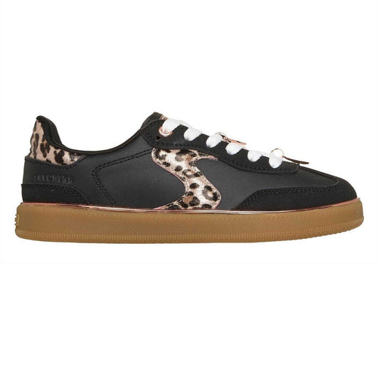 Black - Front - Skechers Childrens-Kids Hotshot Leopard Print Trainers