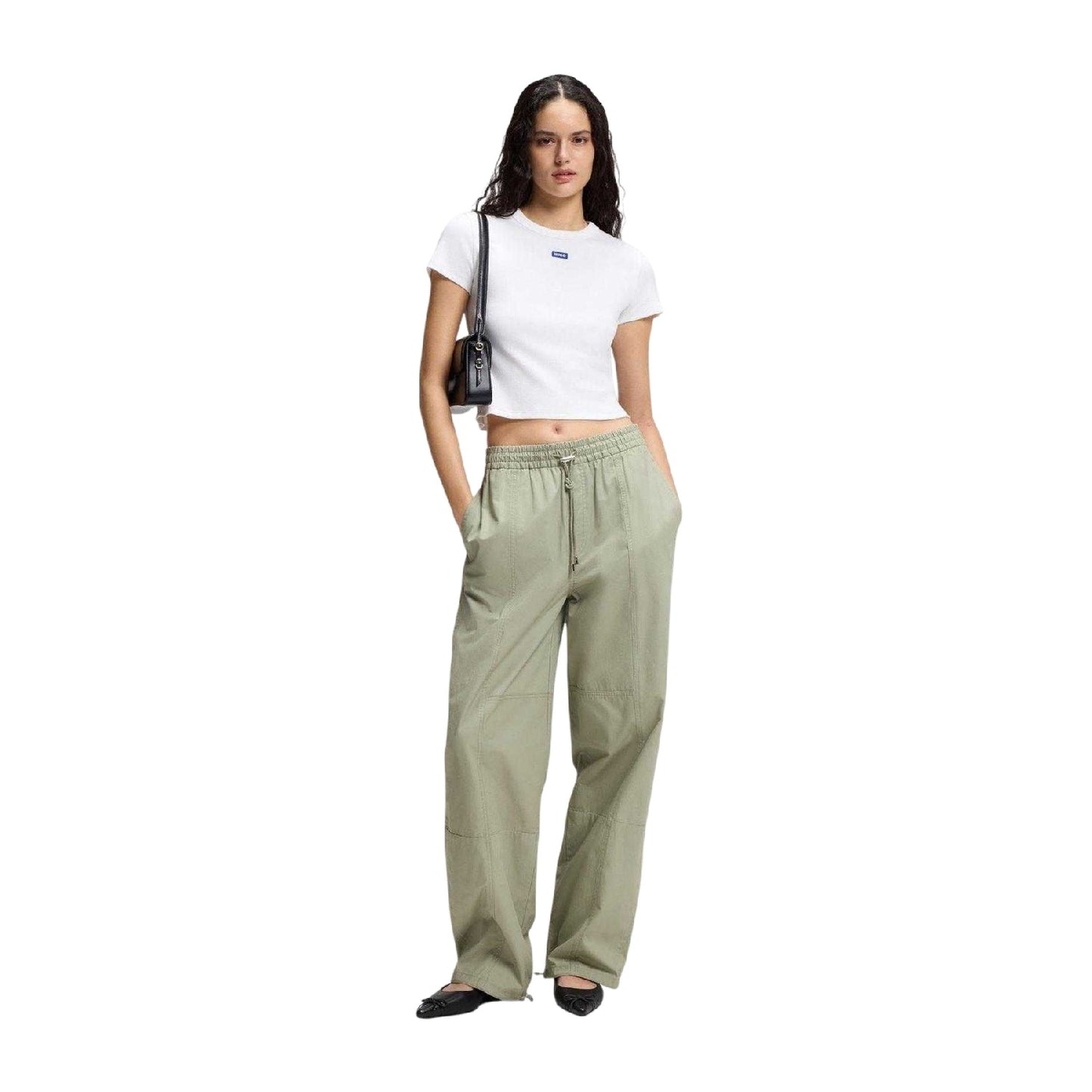 White - Lifestyle - Hugo Womens-Ladies Cropped T-Shirt
