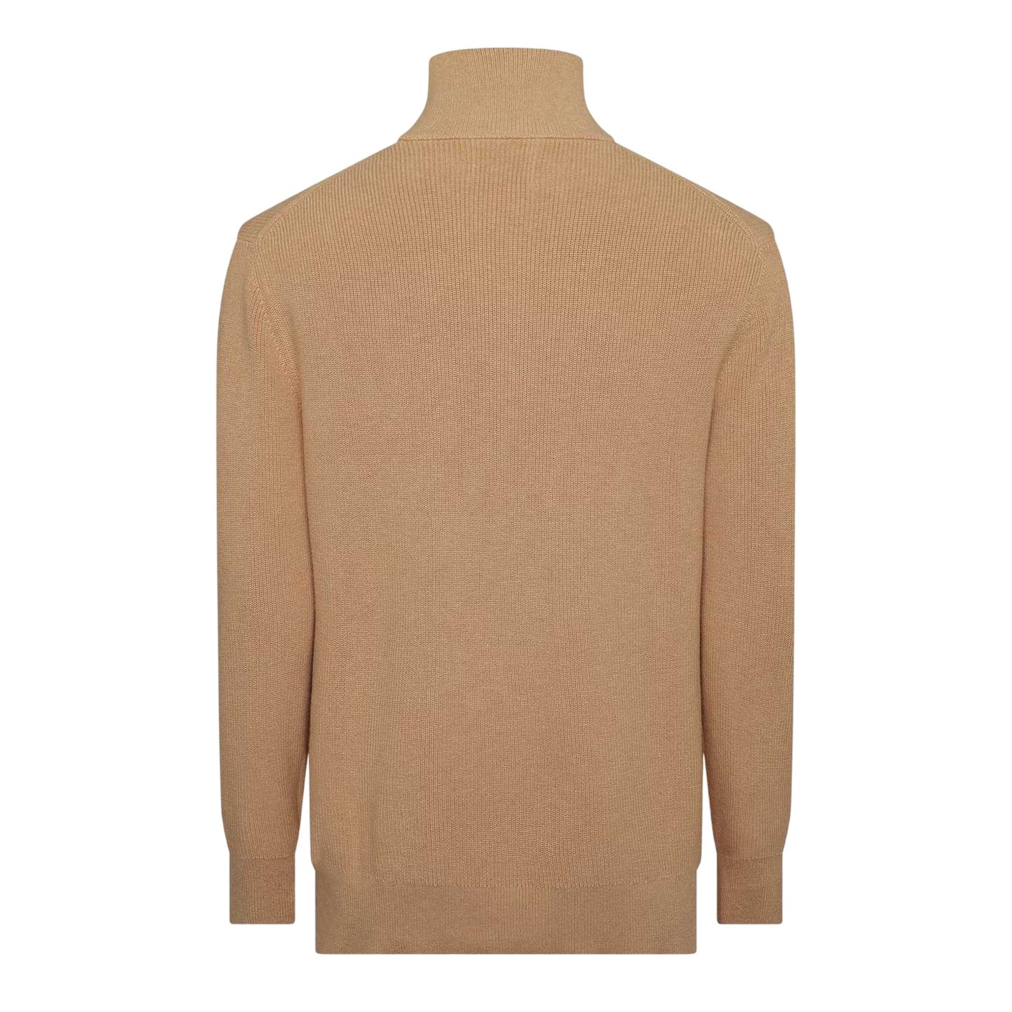 Khaki Melange - Back - Gant Mens Cotton Merino Quarter Zip Jumper