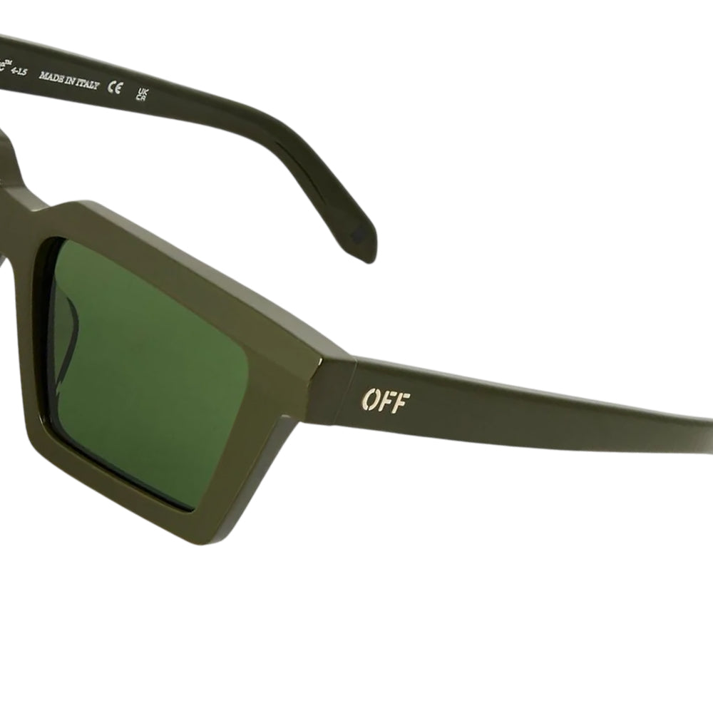 Military Green - Side - Off-White Unisex Adult Windsor Rectangle Sunglasses