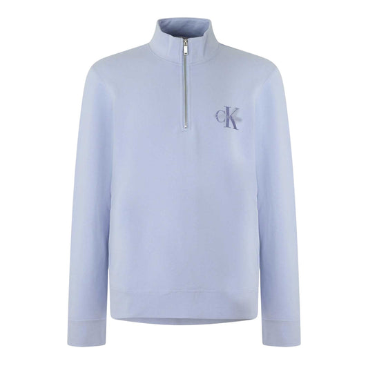 Blue - Front - Calvin Klein Mens Quarter Zip Fleece Top
