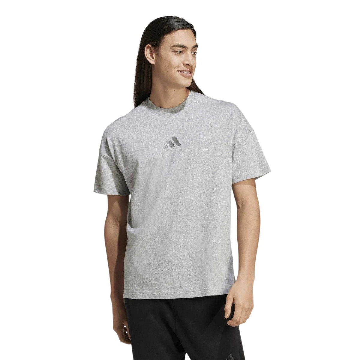 Grey Heather - Side - Adidas Mens Embroidered Logo T-Shirt