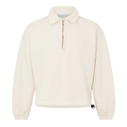 Ivory - Front - Humanrace Mens Quarter Zip Relaxed Fit Fleece