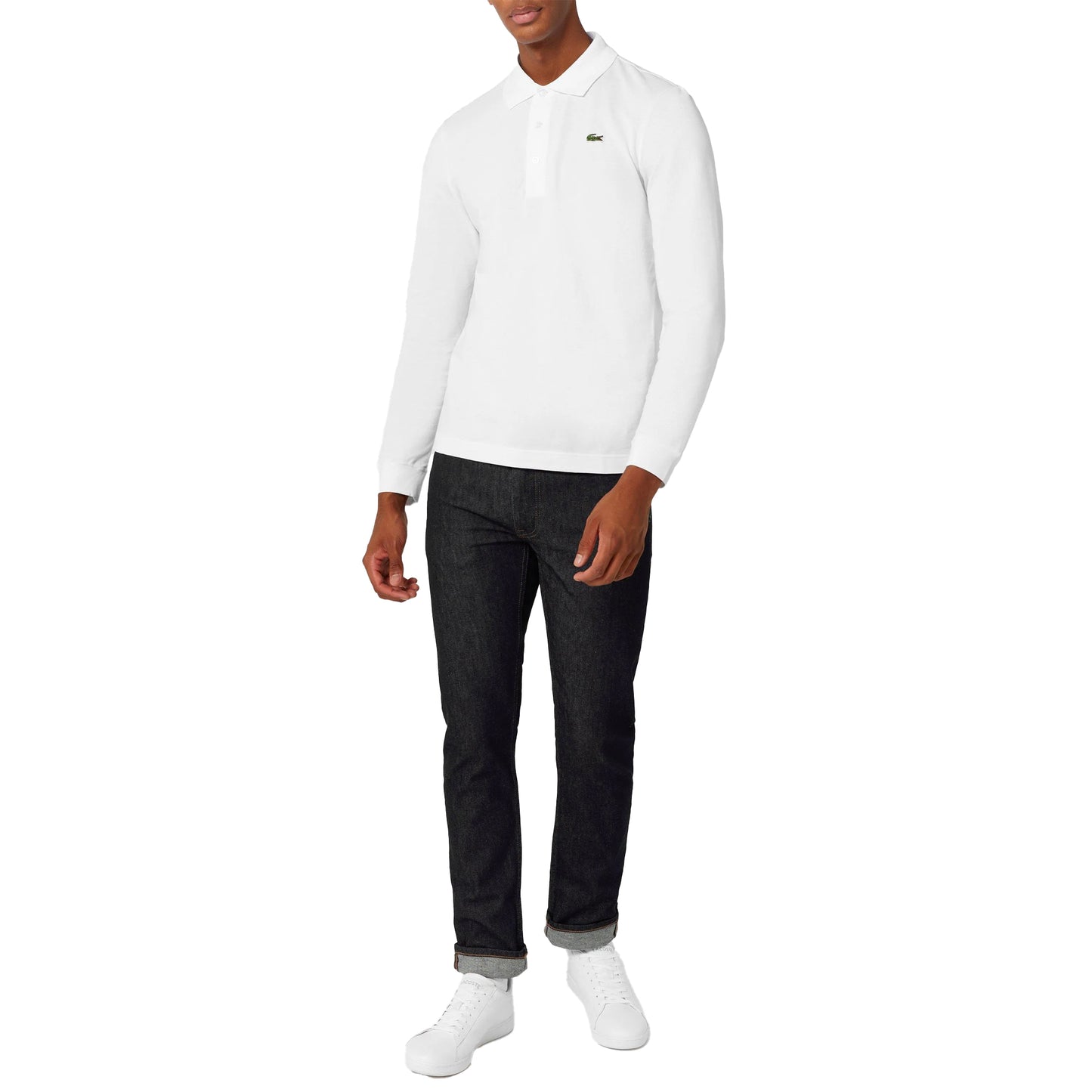 White - Side - Lacoste Mens Long-Sleeved Polo Shirt