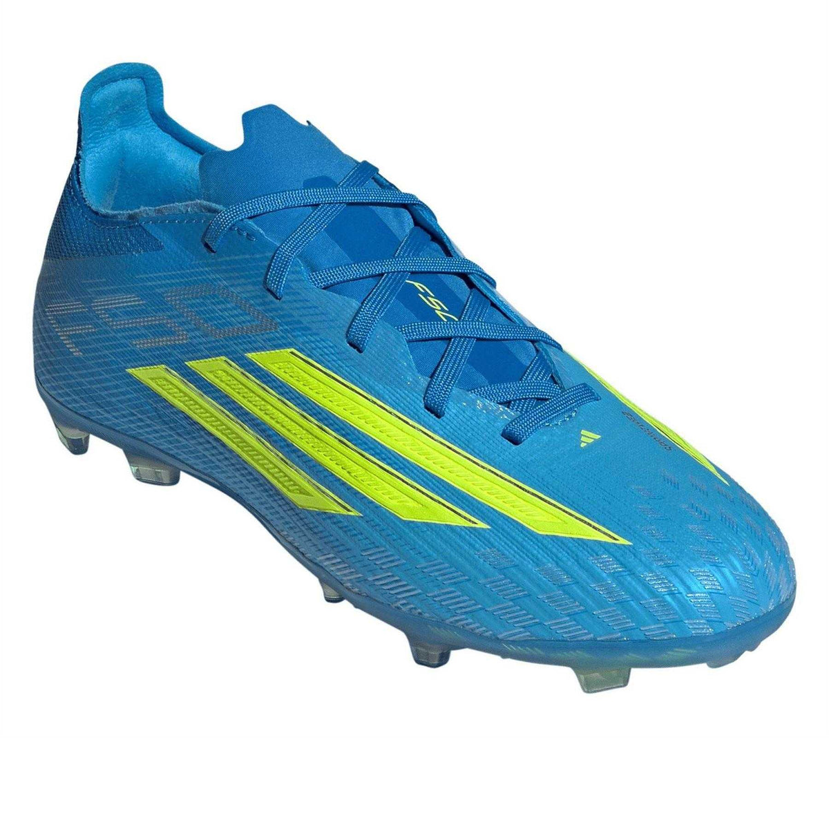 Blue-Yellow - Pack Shot - Adidas Childrens-Kids F50 Elite Firm Ground Football Boots