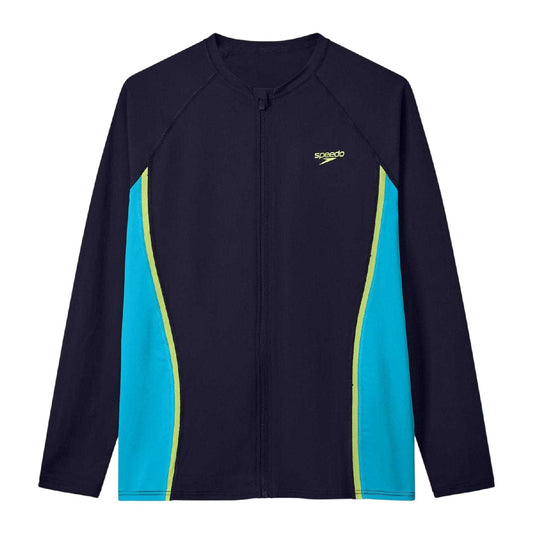 Anthracite-Teal - Front - Speedo Mens Hyperboom Splice Colour Block Long-Sleeved Rash Guard