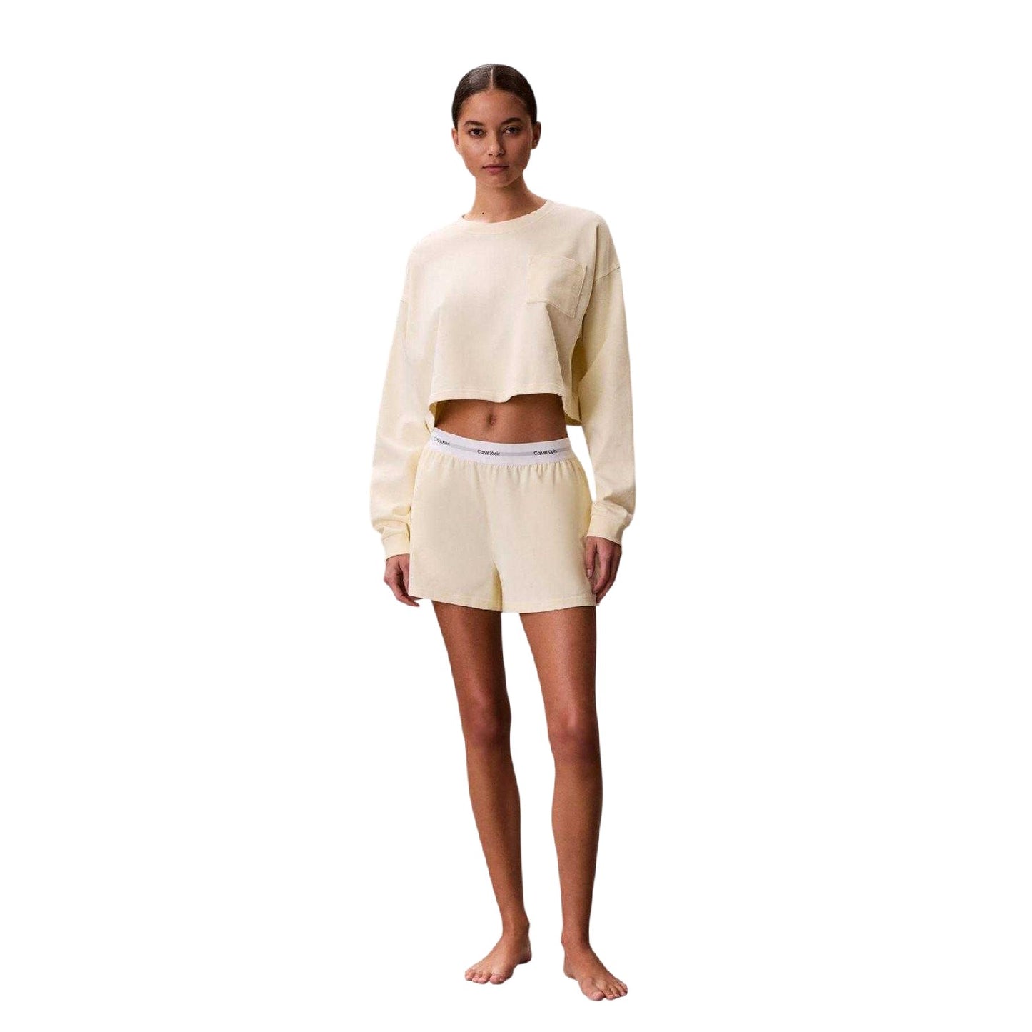 Pearl - Lifestyle - Calvin Klein Womens-Ladies Long-Sleeved Crop Top