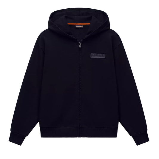 Black - Front - Napapijri Childrens-Kids Logo Full Zip Hoodie