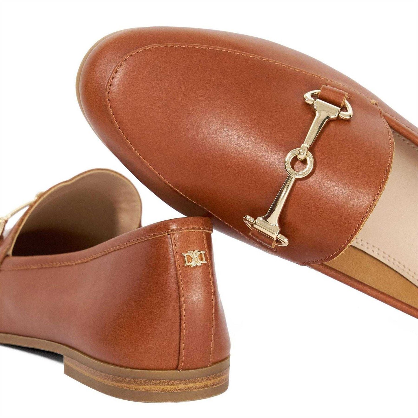 Tan - Pack Shot - Dune London Womens-Ladies Grandly Leather Loafers