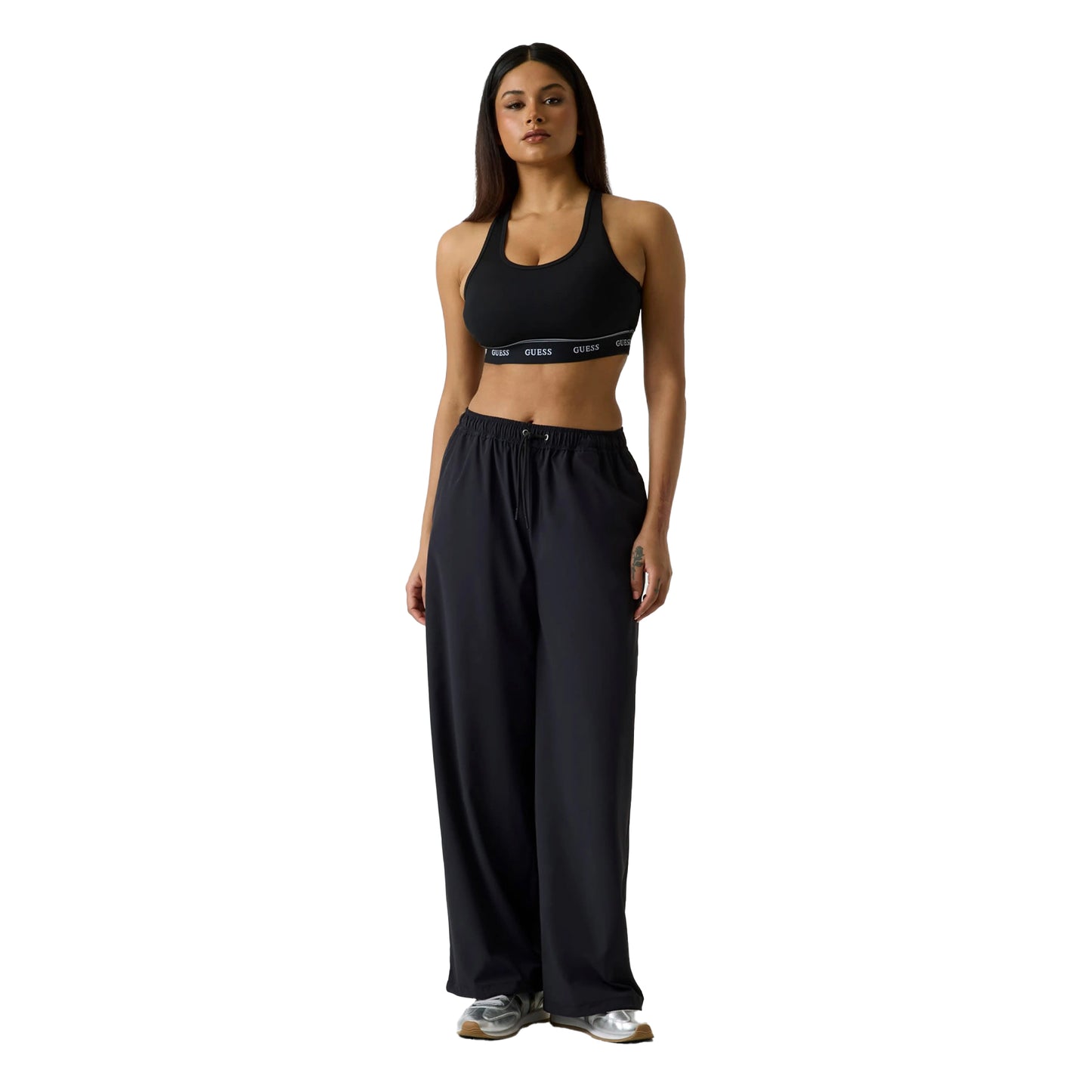 Jet Black - Lifestyle - Guess Womens-Ladies Alba Stretch Jersey Bralette