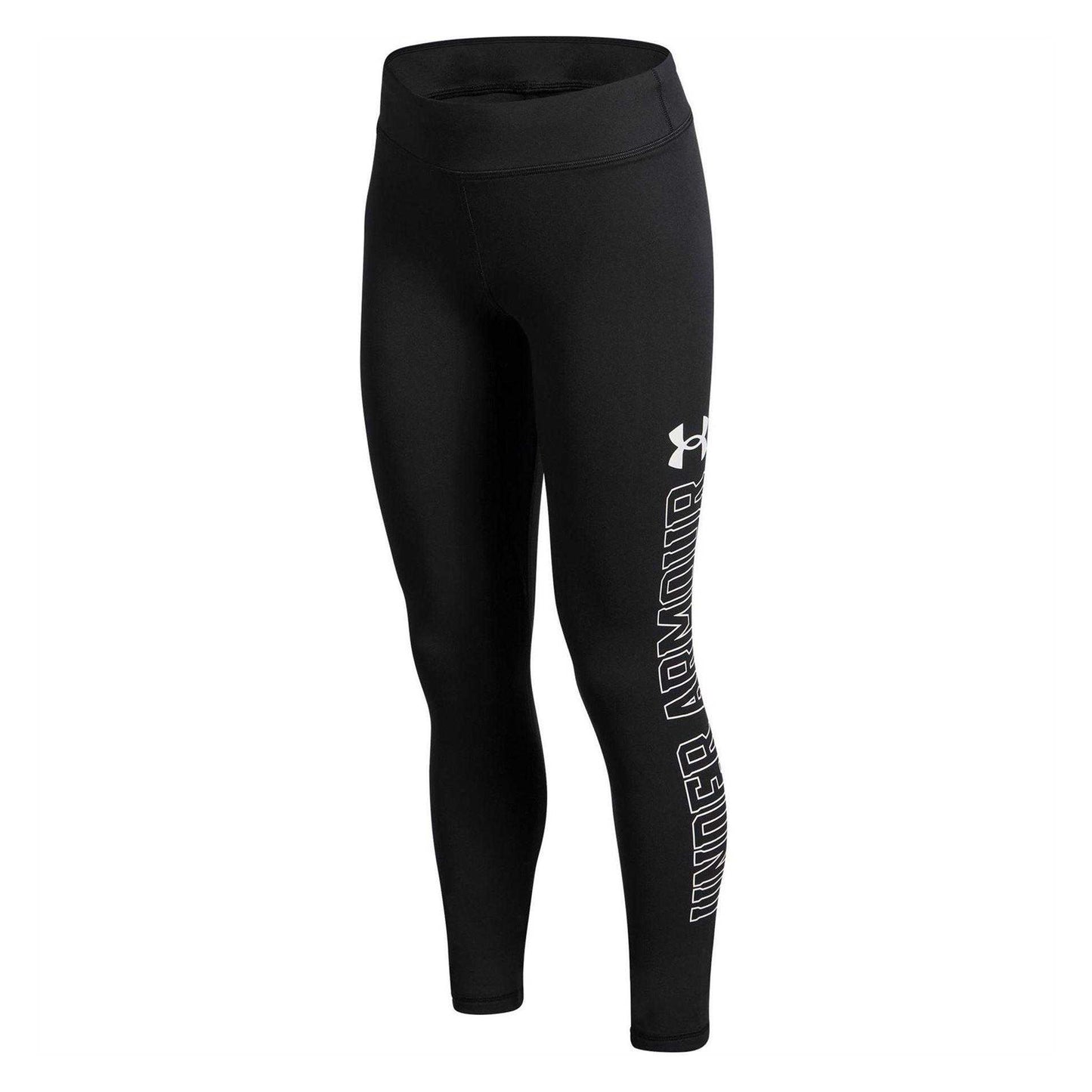 Black - Side - Under Armour Girls Motion Logo Leggings