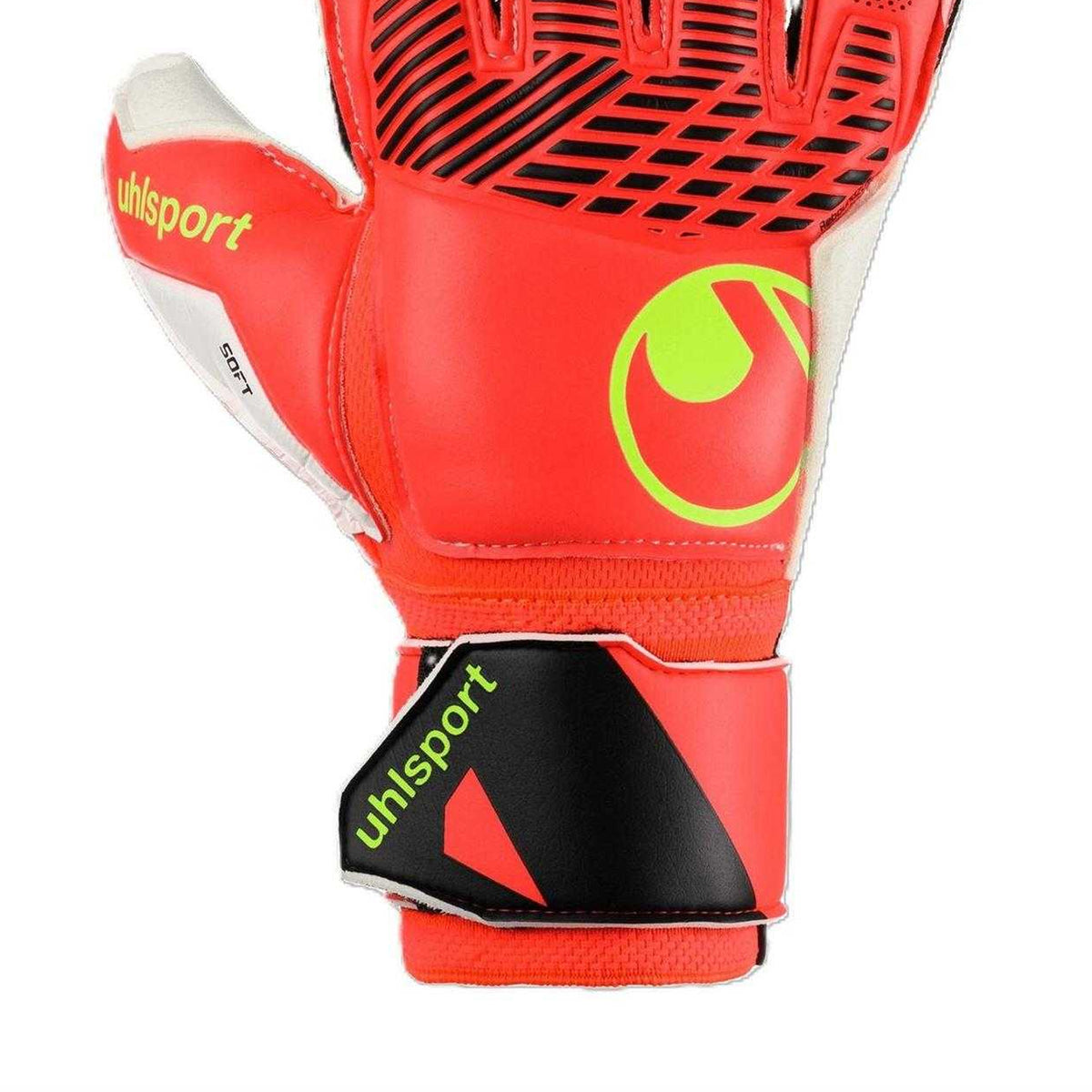 Fluorescent Red - Side - UHL Sport Unisex Adult Fangmaschine Soft Flexible Goalkeeper Gloves