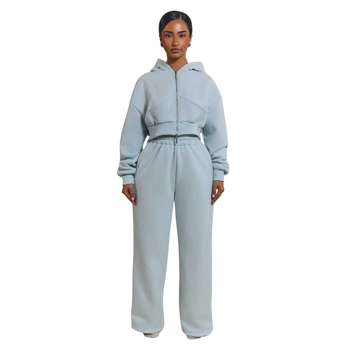 Baby Blue - Side - Mars The Label Womens-Ladies Classics Cropped Full Zip Hoodie