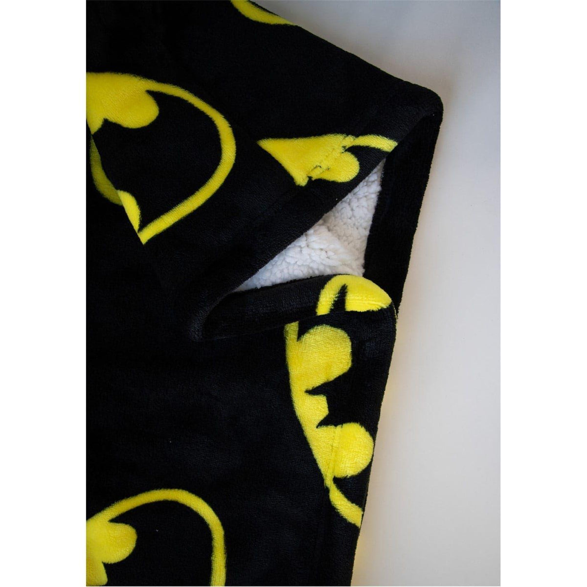 Black-Yellow - Side - Batman Childrens-Kids Logo Oversized Blanket Hoodie