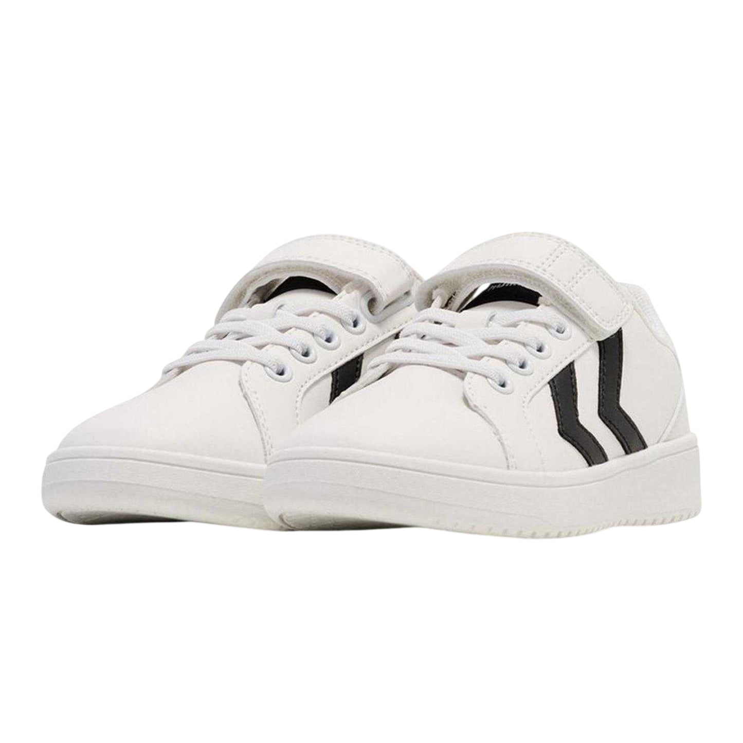 White-Black - Lifestyle - Hummel Childrens-Kids Derby Flat Court Trainers