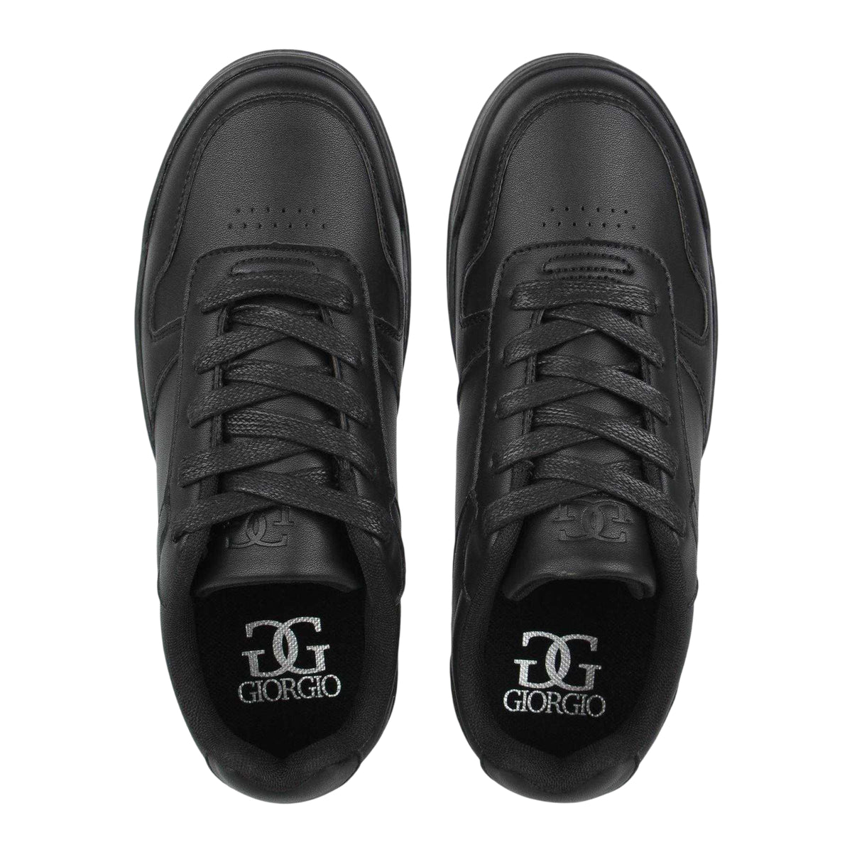 Black - Side - Giorgio Childrens-Kids Lace Up Trainers
