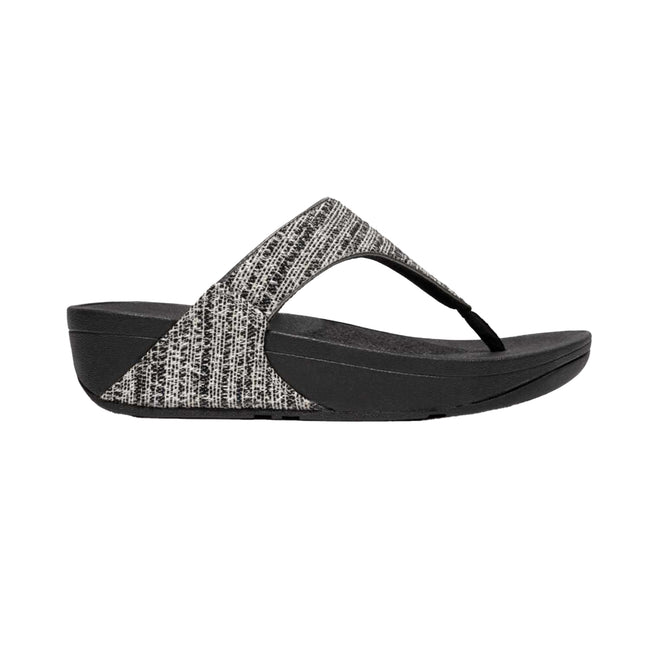Black - Side - Fit Flop Womens-Ladies Lulu Shimmer Weave Toe Post Sandals