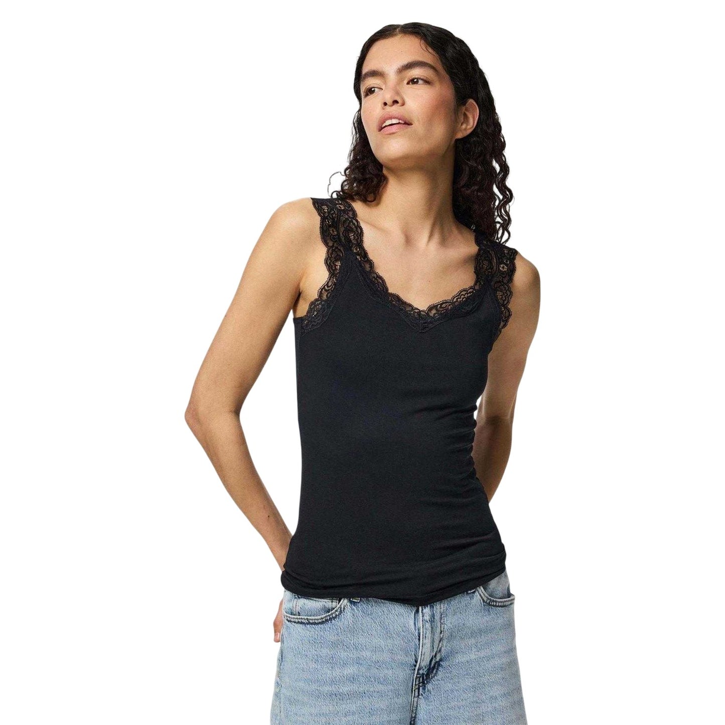 Black - Lifestyle - Pieces Womens-Ladies Fitted Vest Top