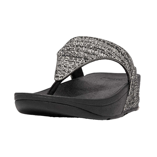 Black - Front - Fit Flop Womens-Ladies Lulu Shimmer Weave Toe Post Sandals