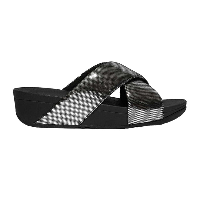 Black - Side - Fit Flop Womens-Ladies Lulu Lustra Criss Cross Strap Sliders