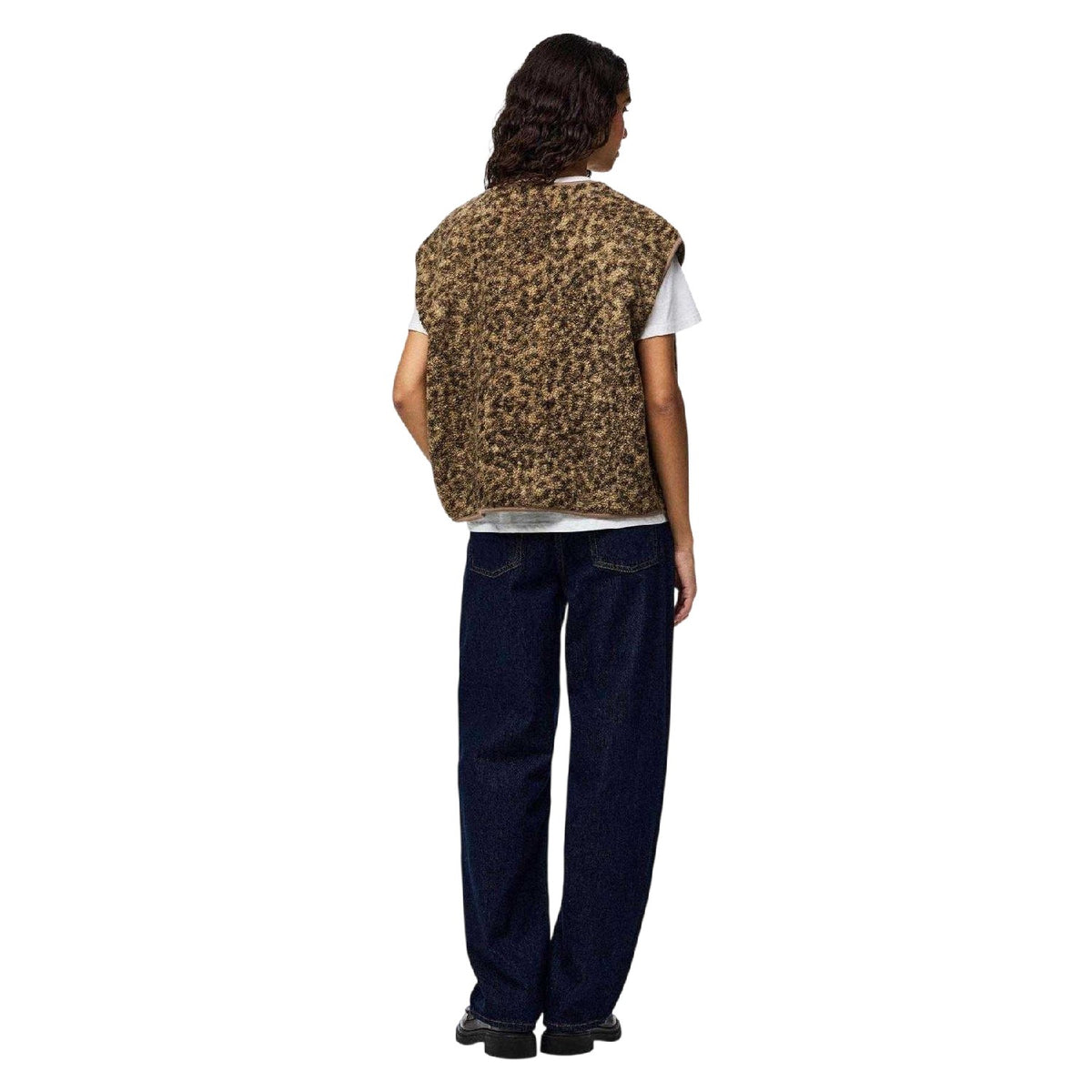 Brown - Pack Shot - Pieces Womens-Ladies Pckatty Teddy Fleece Vest Top