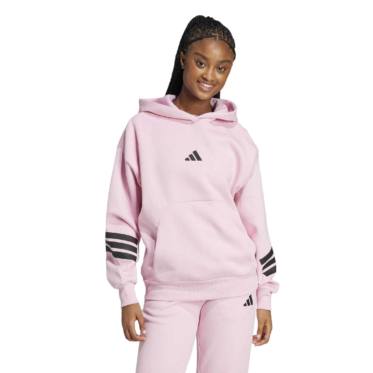True Pink - Lifestyle - Adidas Womens-Ladies 3 Stripes Hoodie