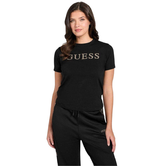 Black - Front - Guess Womens-Ladies Octavia T-Shirt