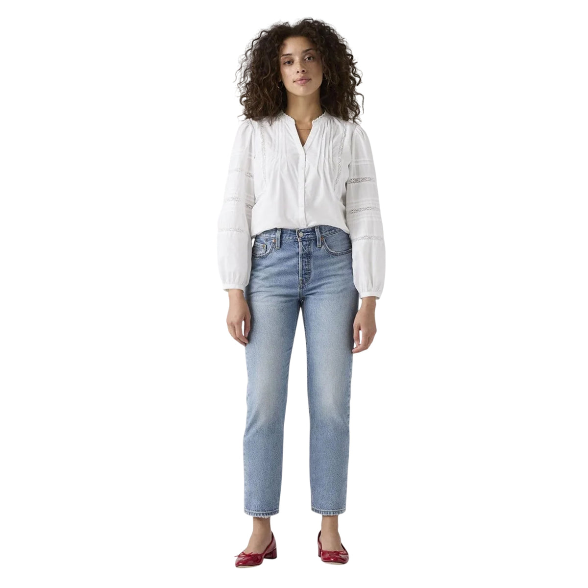 Fun Flare Lb - Lifestyle - Levis Womens-Ladies 501 Lightweight Cropped Straight Leg Jeans