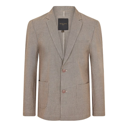 Light Grey - Front - Brave Soul Mens Checked Button Blazer