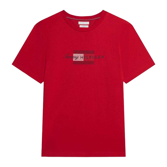 Red - Front - Tommy Hilfiger Mens Script Logo T-Shirt