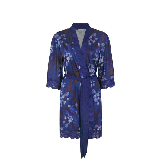 Dark Blue - Front - Ted Baker Womens-Ladies Taylor Silk Dressing Gown
