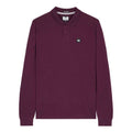 Berry - Front - Weekend Offender Mens Dice Badge Long-Sleeved Polo Shirt