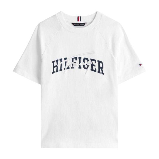 White - Front - Tommy Hilfiger Childrens-Kids Script Raglan T-Shirt