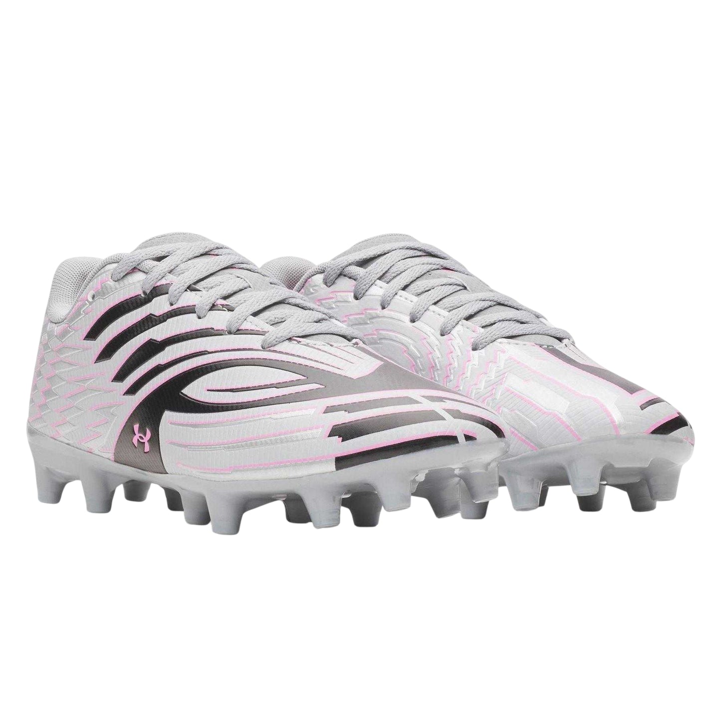 Silver-Black - Pack Shot - Under Armour Womens-Ladies Shadow 3 Firm Ground Football Boots