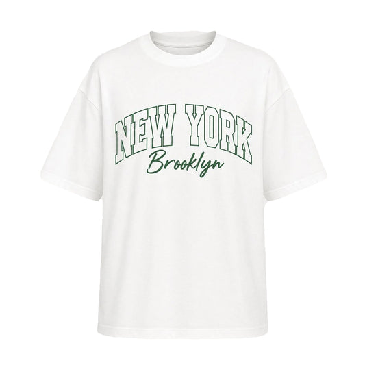 Sage - Front - I Saw It First Womens-Ladies New York Graphic Print Oversized T-Shirt