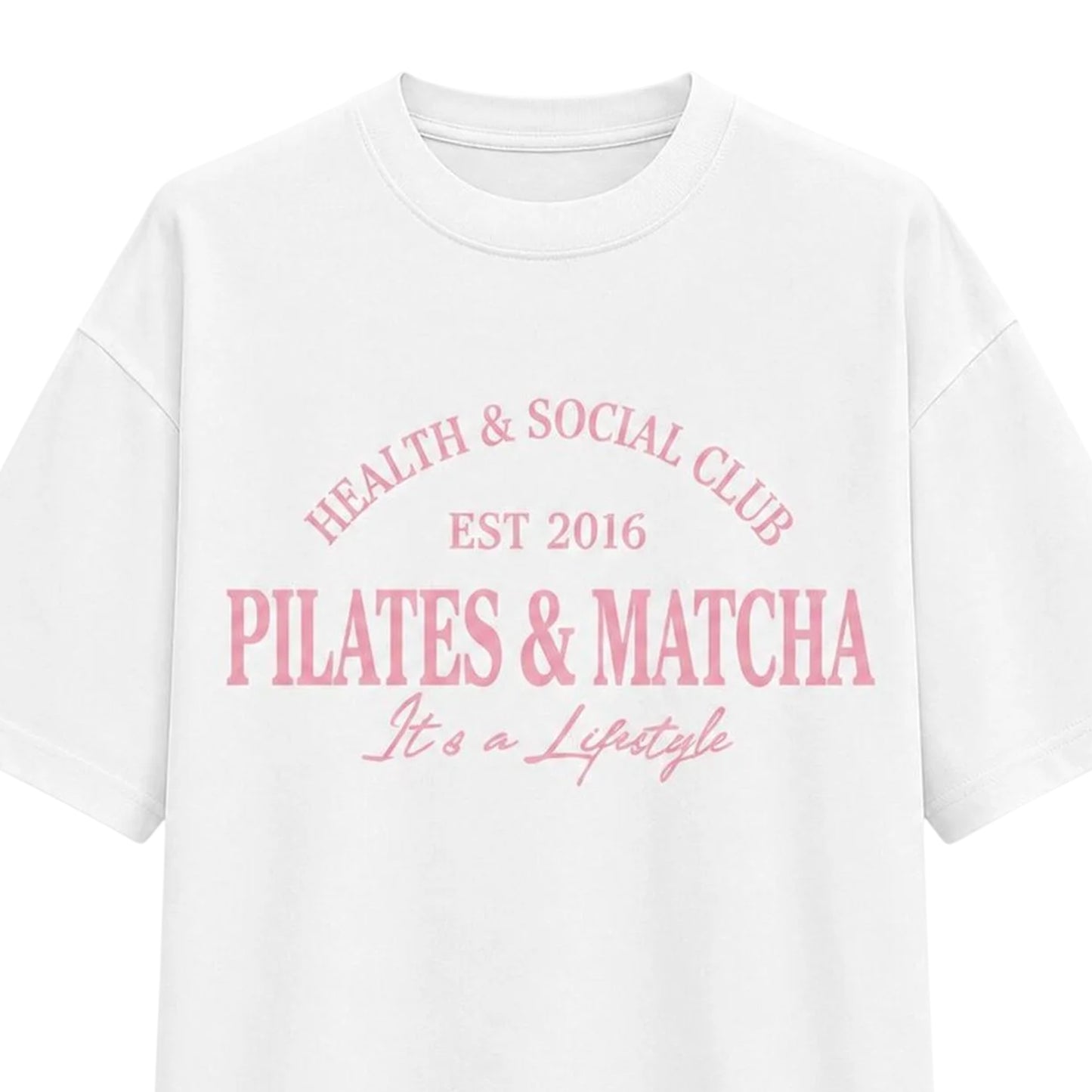 Pink - Side - I Saw It First Womens-Ladies Pilates And Matcha Graphic Print Oversized T-Shirt